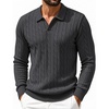 image:imageCOOFANDY Mens Polo Sweater Long Sleeve Classic Twisted Knitted PulloverDark Gray