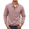 image:imageCOOFANDY Mens Quarter Button Sweatshirt Long Sleeve Pullover Waffle Casual Stand Collar SweaterDusty Pink