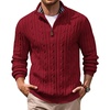 image:imageCOOFANDY Mens Quarter Zip Pullover Cable Knit Mock Neck Dress SweaterWine Red
