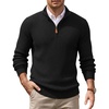 image:imageCOOFANDY Mens Quarter Zip Pullover Sweater Knit Texture Mock Neck SweaterBlack