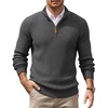 image:imageCOOFANDY Mens Quarter Zip Pullover Sweater Knit Texture Mock Neck SweaterDark Gray