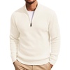 image:imageCOOFANDY Mens Quarter Zip Sweater 14 Zip Mock Neck Knitted Dress PulloverWhite
