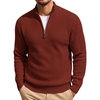 image:imageCOOFANDY Mens Quarter Zip Sweater 14 Zip Mock Neck Knitted Dress PulloverWine Red