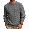 image:imageCOOFANDY Mens Sweater Crewneck Cable Knit Sweater Casual Warm PulloverDark Gray
