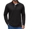 image:imageCOOFANDY Mens TShirt Quarter Button Pullover Casual Long Sleeve SweatshirtBlack