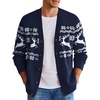image:imageCOOFANDY Mens Ugly Christmas Sweater Knitted Christmas Cardigan SweaterNavy Blue Reindeersnowflake