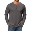 image:imageCOOFANDY Mens Waffle Henley Shirts Long Sleeve Pullover Shirt Casual Knit TShirt Lightweight Basic TeesDeep Grey