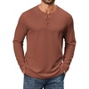 image:imageCOOFANDY Mens Waffle Henley Shirts Long Sleeve Pullover Shirt Casual Knit TShirt Lightweight Basic TeesTerracotta