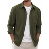 image:imageCOOFANDY Mens Waffle Shirt Jacket Casual Overshirt Long Sleeve Lightweight Textured Shacket with PocketOlive