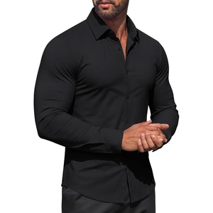 image:imageCOOFANDY Men Muscle Stretch Dress Shirts Long Sleeve Casual Button Up ShirtBlack