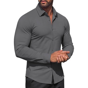 image:imageCOOFANDY Men Muscle Stretch Dress Shirts Long Sleeve Casual Button Up ShirtDark Grey