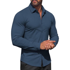 image:imageCOOFANDY Men Muscle Stretch Dress Shirts Long Sleeve Casual Button Up ShirtDeep Blue