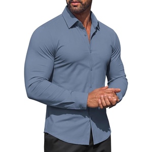 image:imageCOOFANDY Men Muscle Stretch Dress Shirts Long Sleeve Casual Button Up ShirtGrey Blue