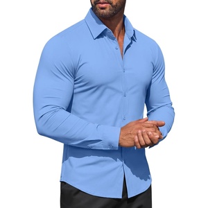 image:imageCOOFANDY Men Muscle Stretch Dress Shirts Long Sleeve Casual Button Up ShirtLight Blue