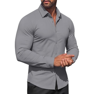 image:imageCOOFANDY Men Muscle Stretch Dress Shirts Long Sleeve Casual Button Up ShirtLight Grey