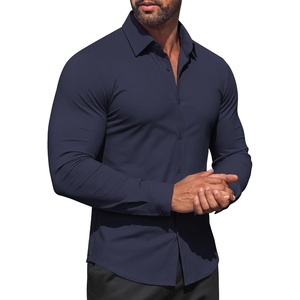 image:imageCOOFANDY Men Muscle Stretch Dress Shirts Long Sleeve Casual Button Up ShirtNavy Blue
