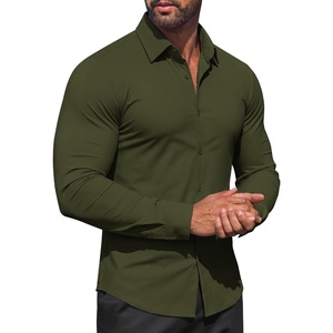 image:imageCOOFANDY Men Muscle Stretch Dress Shirts Long Sleeve Casual Button Up ShirtOlive Green