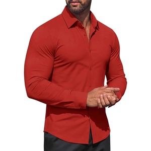 image:imageCOOFANDY Men Muscle Stretch Dress Shirts Long Sleeve Casual Button Up ShirtRed