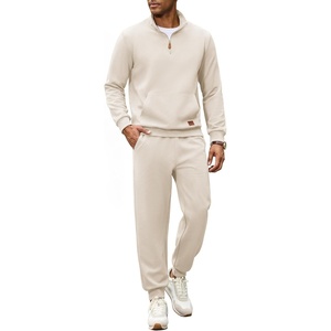 image:imageCOOFANDY Mens 2 Piece Tracksuit Sets Casual Quarter Zip Athletic SweatsuitApricot
