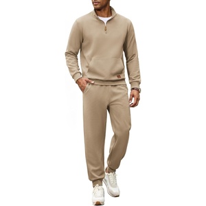 image:imageCOOFANDY Mens 2 Piece Tracksuit Sets Casual Quarter Zip Athletic SweatsuitKhaki