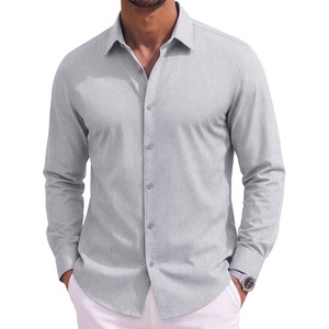 image:imageCOOFANDY Mens Casual Button Down Shirts Long Sleeve Vintage Denim ShirtLight Grey