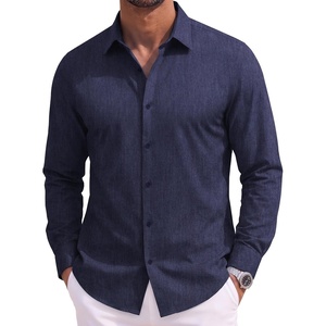 image:imageCOOFANDY Mens Casual Button Down Shirts Long Sleeve Vintage Denim ShirtUltramarine Bluetextured