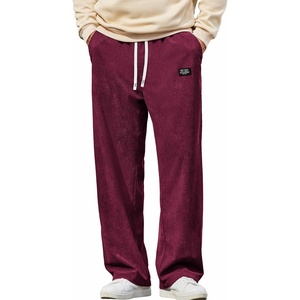 image:imageCOOFANDY Mens Casual Corduroy Pants Baggy Sweatpants Loose Fit Wide LegDeep Red