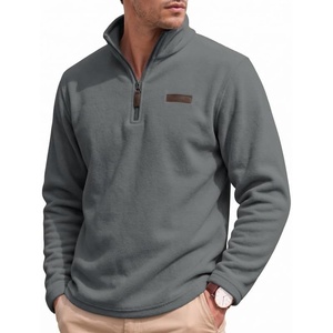 image:imageCOOFANDY Mens Fleece Quarter Zip Pullover Mock Neck Long Sleeve SweatshirtDark Gray