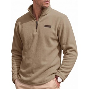image:imageCOOFANDY Mens Fleece Quarter Zip Pullover Mock Neck Long Sleeve SweatshirtKhaki