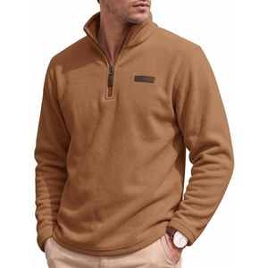 image:imageCOOFANDY Mens Fleece Quarter Zip Pullover Mock Neck Long Sleeve SweatshirtLight Brown