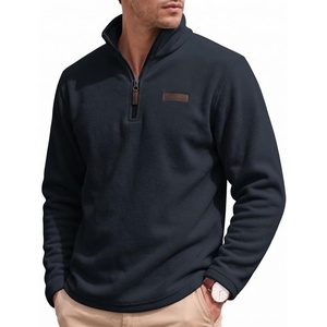 image:imageCOOFANDY Mens Fleece Quarter Zip Pullover Mock Neck Long Sleeve SweatshirtNavy Blue