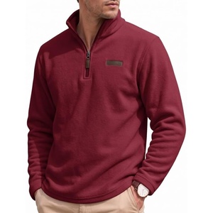 image:imageCOOFANDY Mens Fleece Quarter Zip Pullover Mock Neck Long Sleeve SweatshirtWine Red
