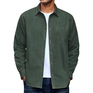 image:imageCOOFANDY Mens Heavyweight Denim Shirt Long Sleeve Button Down Jean JacketArmy Green