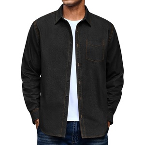 image:imageCOOFANDY Mens Heavyweight Denim Shirt Long Sleeve Button Down Jean JacketBlack