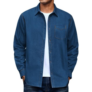 image:imageCOOFANDY Mens Heavyweight Denim Shirt Long Sleeve Button Down Jean JacketMedium Blue