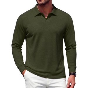 image:imageCOOFANDY Mens Knit Polo Shirts Casual Long Sleeve Polo Sweater Golf ShirtsArmy Green