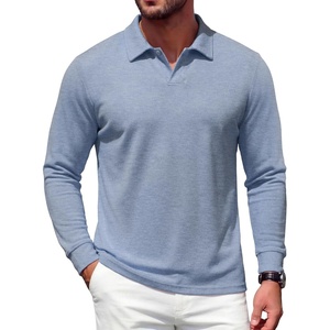 image:imageCOOFANDY Mens Knit Polo Shirts Casual Long Sleeve Polo Sweater Golf ShirtsBlue