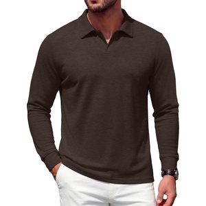 image:imageCOOFANDY Mens Knit Polo Shirts Casual Long Sleeve Polo Sweater Golf ShirtsBrown