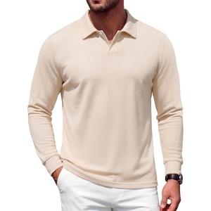 image:imageCOOFANDY Mens Knit Polo Shirts Casual Long Sleeve Polo Sweater Golf ShirtsCream White