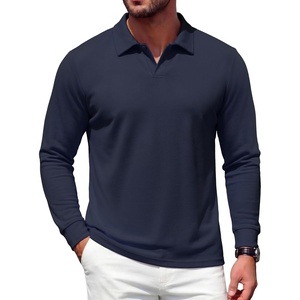 image:imageCOOFANDY Mens Knit Polo Shirts Casual Long Sleeve Polo Sweater Golf ShirtsNavy Blue