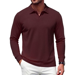 image:imageCOOFANDY Mens Knit Polo Shirts Casual Long Sleeve Polo Sweater Golf ShirtsWine Red