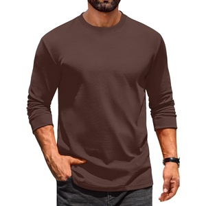 image:imageCOOFANDY Mens Long Sleeve T Shirt Heavyweight Crew Neck TShirt Premium Cotton TeeBrown