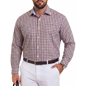 image:imageCOOFANDY Mens Plaid Dress Shirts Big and Tall 1X6X Long Sleeve Cotton Button Down Shirt Bussiness Casual ShirtsWhite Navy Orange Plaid