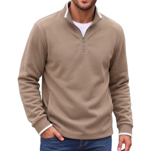 image:imageCOOFANDY Mens Quarter Zip Pullover Fleece Mock Neck Casual Sweatshirt 2026Khaki