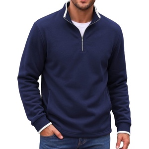 image:imageCOOFANDY Mens Quarter Zip Pullover Fleece Mock Neck Casual Sweatshirt 2026Navy Blue