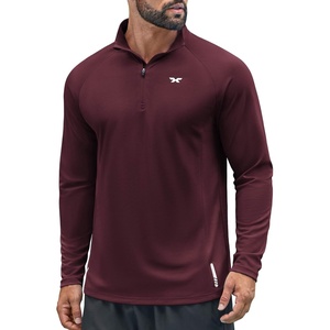 image:imageCOOFANDY Mens Quarter Zip Pullover Long Sleeve Athletic Running Shirts Quick Dry Lightweight Tennis GolfWine Red