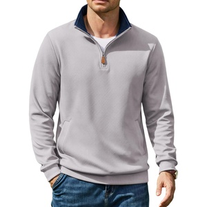 image:imageCOOFANDY Mens Quarter Zip Pullover Sweatshirts Casual Mock Neck SweaterLight Gray