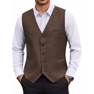 image:imageCOOFANDY Mens Suit Vest Business Casual Dress Vest Wedding Prom WaistcoatBrown