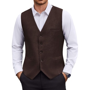 image:imageCOOFANDY Mens Suit Vest Business Casual Dress Vest Wedding Prom WaistcoatCoffee