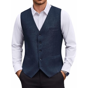 image:imageCOOFANDY Mens Suit Vest Business Casual Dress Vest Wedding Prom WaistcoatNavy Blue
